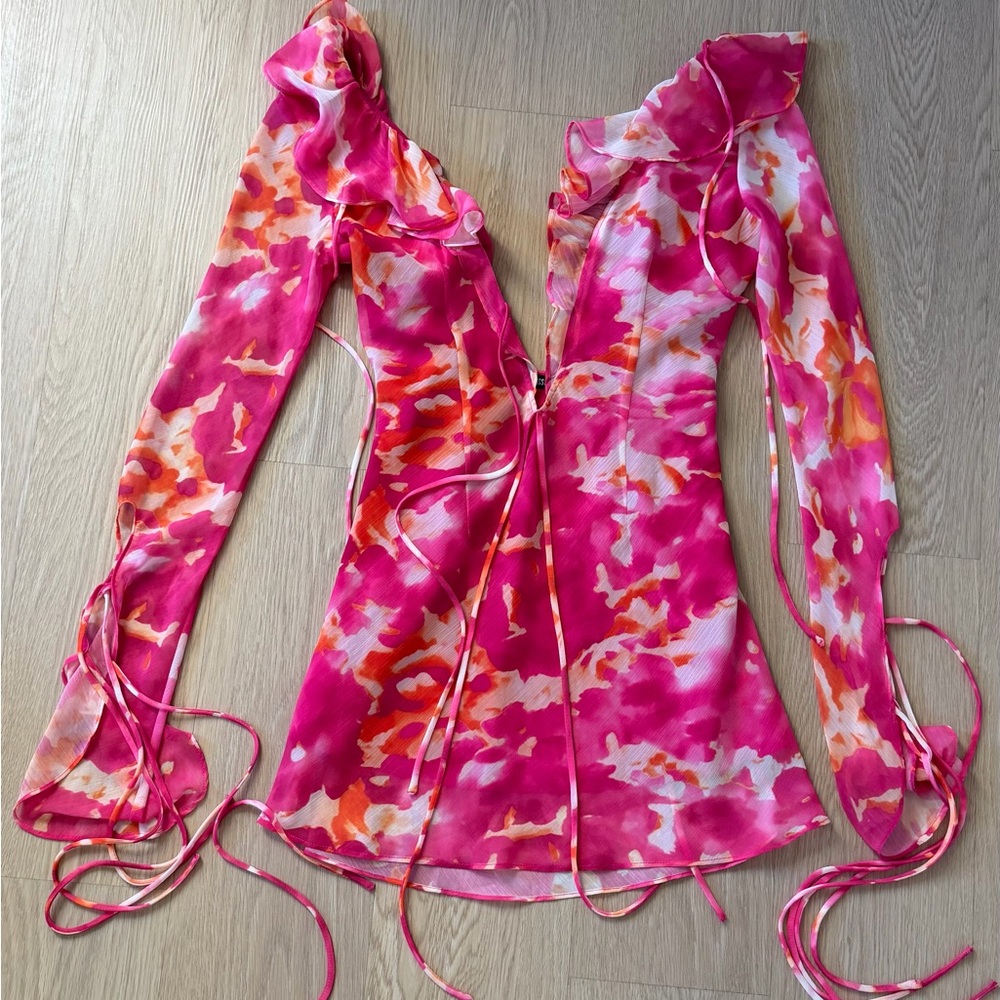 Vibrant Pink and Orange Floral Dress